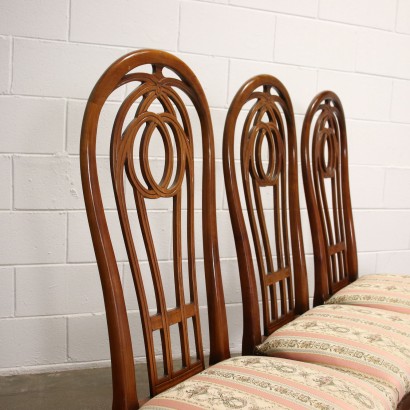 Gruppe von 6 Jugendstilstühlen Holz Italien 1960er