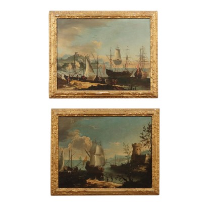 Pair of Landscapes Oil on Canvas Italy XVIII Century