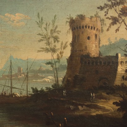 Paire de Paysages Huile sur Toile Italie XVIII Siècle