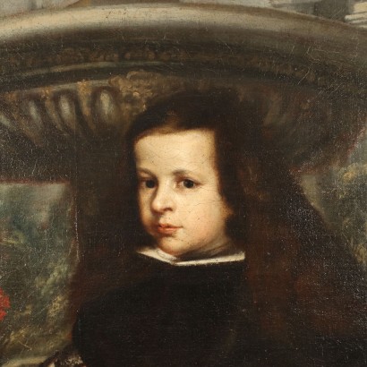 Portrait d\'un Enfant Huile sur Toile Espagne XVII Siècle