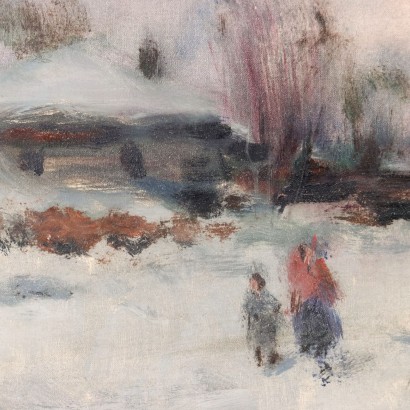 arte, arte italiano, pintura italiana del siglo XX, Ivan Karpoff, Paisaje de invierno con trineo, Ivan Karpoff
