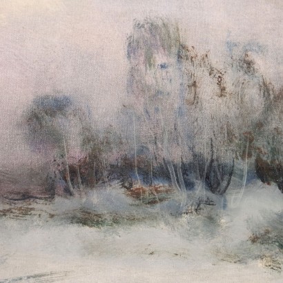 arte, arte italiano, pintura italiana del siglo XX, Ivan Karpoff, Paisaje de invierno con trineo, Ivan Karpoff