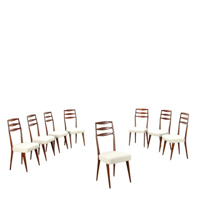 Group of 8 Chairs Mahogany Italy 1950s