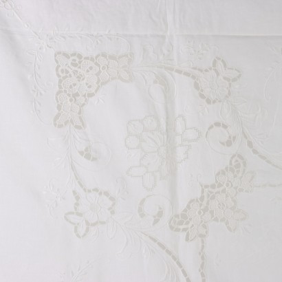 Tablecloth with 12 Napkins Flax Italy XX Century