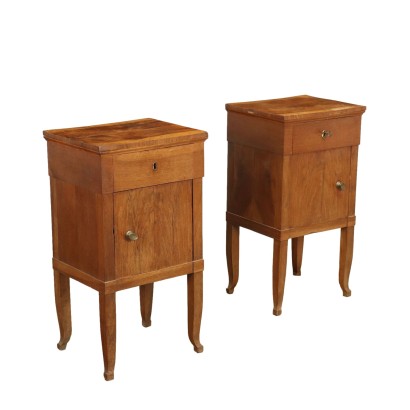 Pair of Directoire Bedside Tables Walnut Italy XIX Century