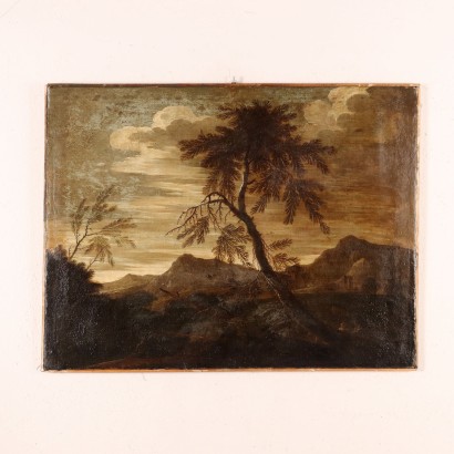 Landschaft mit Figuren Öl auf leinwand Italien XVII Jhd