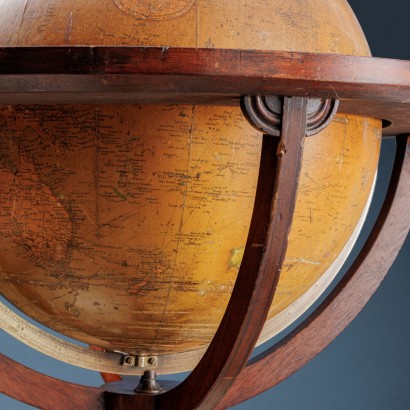 In-Scale Earth Globe Paper Mache England 1920 Ca