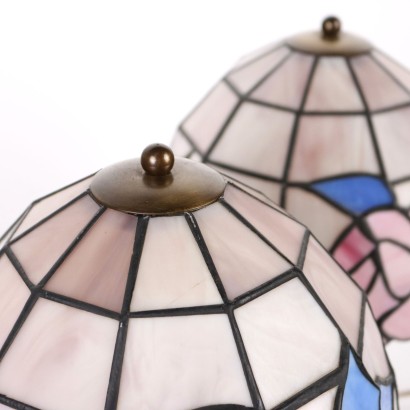 Pair of Tiffany Style Table Lamp Glass Italy XX Century