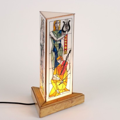 Art-Déco Stil Tischlampe Glas Italien XX Jhd