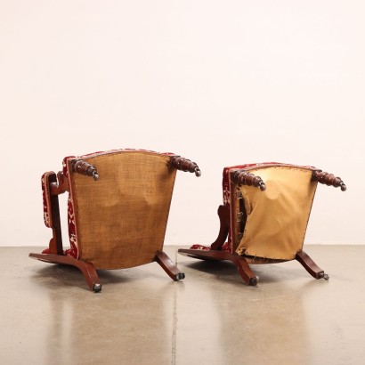 Umbertine Chair and Armchair Walnut Italy XIX Century