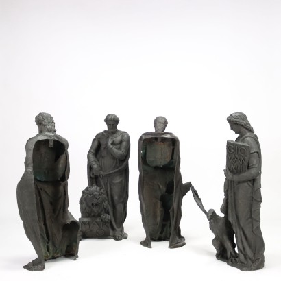 Groupe de 4 Sculptures Bronze Italie 1941