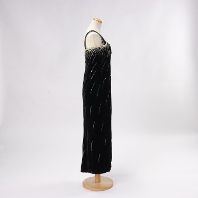 Robe Longue de Soirée Vintage Velour Taille M Italie Années 1980