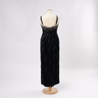 Vintage Long Dress Velvet Size 14 Italy 1980s