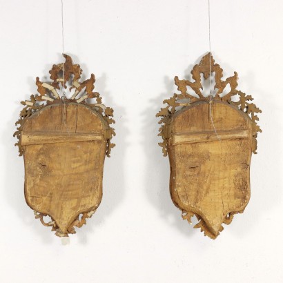 Paar Kleinen Spiegeln Rokoko Holz Italien XVIII Jhd
