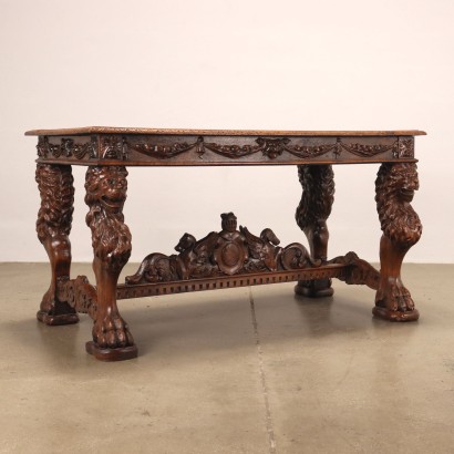 Neo-Renaissance Table Beech Italy XIX Century