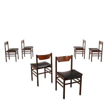 Group of 6 Chairs Leatherette Italy 1960s