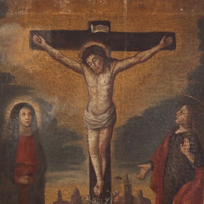 Crucifixión con Santos pintada octogonal,Crucifixión con Santos pintada octogonal,Crucifixión con Santos pintada octogonal