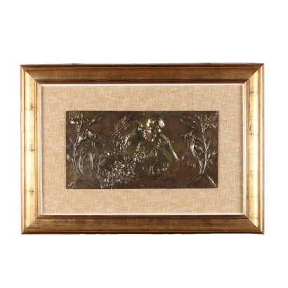 Vierge à l'Enfant Bas-relief en bronze