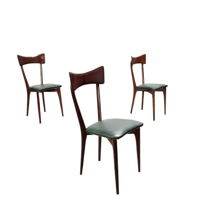 Group of 3 Chairs Beech Italy 1950s