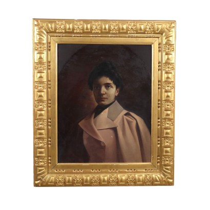 Female Portrait Oil on Canvas Italy XX Century
