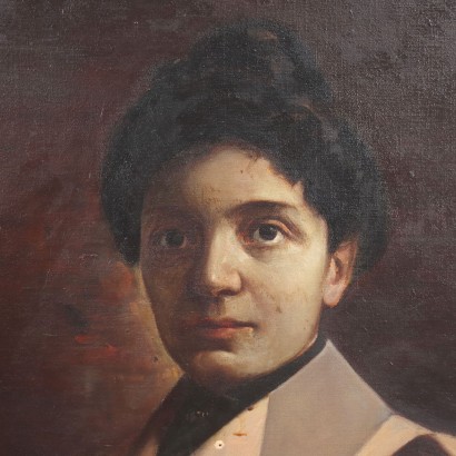Portrait Féminin Huile sur Toile Italie Années 1930