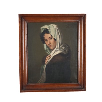 Female Portrait Oil on Canvas Italy XIX Century