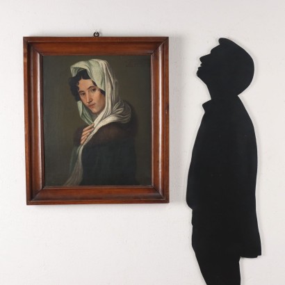 Frauenporträt Öl auf Leinwand Italien XIX Jhd