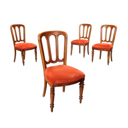 Group of 4 Umbertine Chairs Walnut Italy XIX Century