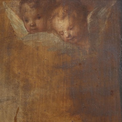 Religious Subject Oil on Wooden Table Italy XVIII Century