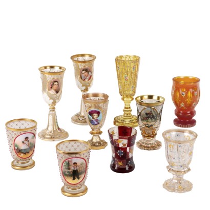 Group of 10 Glasses Glas Europe XIX Century