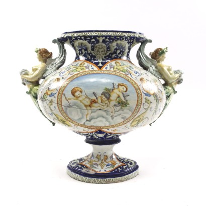 Neoklassicher Vase Majolika Italien XIX-XX Jhd