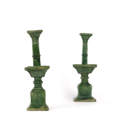 Paar Kerzenhalter Keramik China Ming-Zeit (1368-1644)