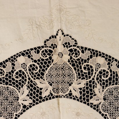 Tablecloth with 8 Napkins Flax Italy XX Century