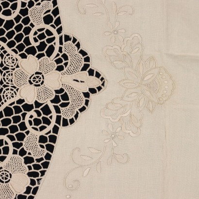 Tablecloth with 8 Napkins Flax Italy XX Century