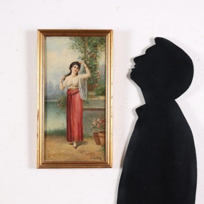 Pintura de H. Waldek, Figura femenina, H. Waldeck, H. Waldek, pintura de H. Waldek, H. Waldek