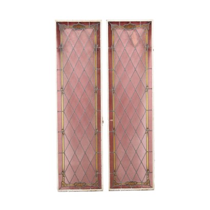 Pair of Liberty Windows Glass Italy XX Century