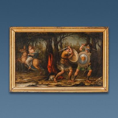 Groupe de 4 Peintures O. Furioso Huile sur Toile Italie XVIII Siècle