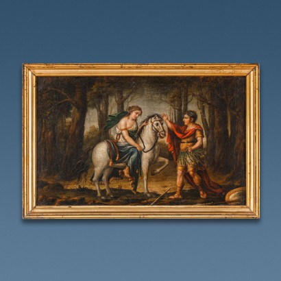 Groupe de 4 Peintures O. Furioso Huile sur Toile Italie XVIII Siècle
