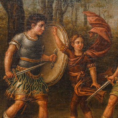 Group of 4 Paintings Orlando Furioso Oil on Canvas Italy XVIII Century