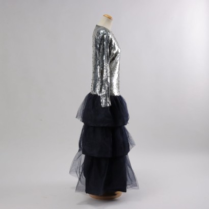 Robe de Soirée Vintage Tulle Taille 48 Italie Années 1980