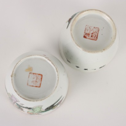 Paire de Bols pour Cosmetiques Porcelaine Chine Années 1920