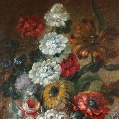bodegón con flores en jarrón