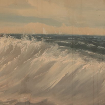 Seascape Tempera on Canvas Italy XIX-XX Century