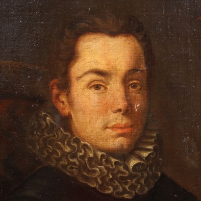 Portrait d\'un Jeune Homme Huile sur Toile Italie XVII Siècle