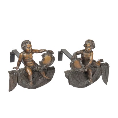 Pair of Andirons Bronze Italy XIX Century