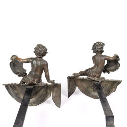 Paar Kaminböcke Bronze Italien XIX Jhd