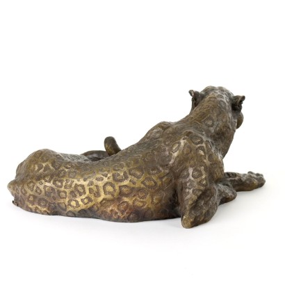 Cheetah Sculpture Bronze Italy XX Century