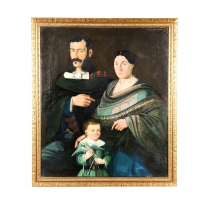 Familienporträt Öl auf Leinwand Italien 1856