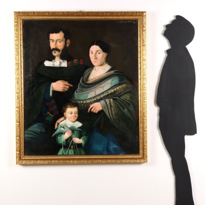 Portrait de Famille Huile sur Toile Italie 1856