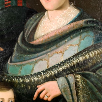 Portrait de Famille Huile sur Toile Italie 1856